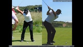 Jon Rahm golf swing  Long Iron faceon amp downtheline July 2017 [upl. by Ibib]