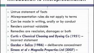 Misrepresentation Lecture 1 of 4 [upl. by Ekram]